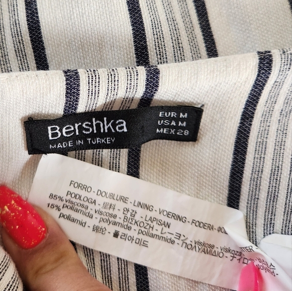 Bershka White Black Stripe Sleeveless Jumpsuit One Piece Size Medium Summer - Picture 6 of 12